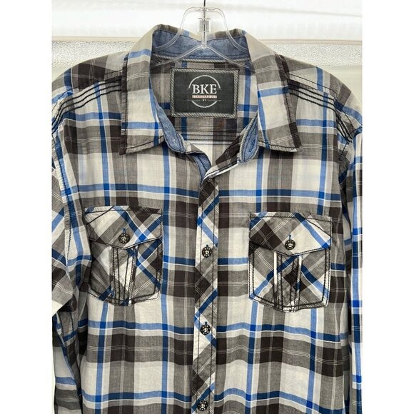 BKE Men's Plaid Button Up Shirt Standard Fit Long Sleeve Size XL - Picture 2 of 8